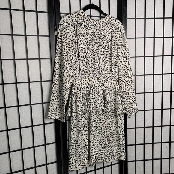 Andrea Gayle Leopard Cheetah Animal Knee Length Dress Black Medium Large 10 - Picture 4 of 10